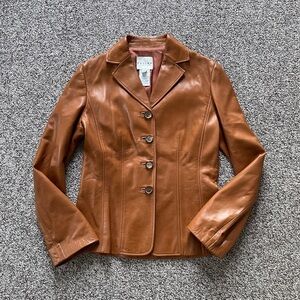 Celine Made in France Brown Soft Lambskin Leather Blazer Jacket 36